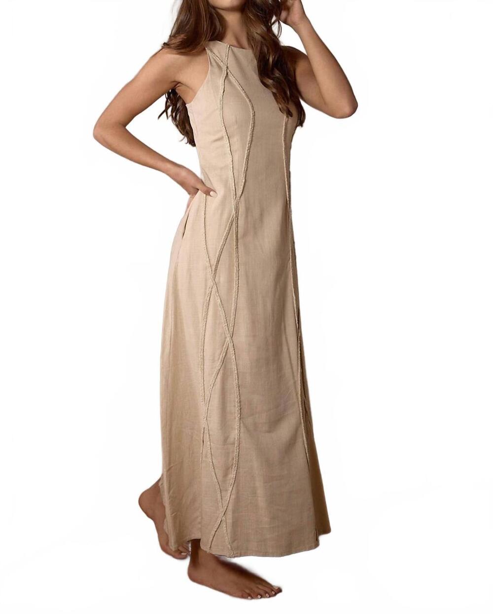 NEW RAISONNEL camille rope detail maxi dress in beige
